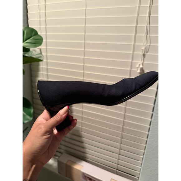 Stuart Weitzman Black Square Toe Block Heel Pumps 7.5 Narrow Vintage - Picture 3 of 7